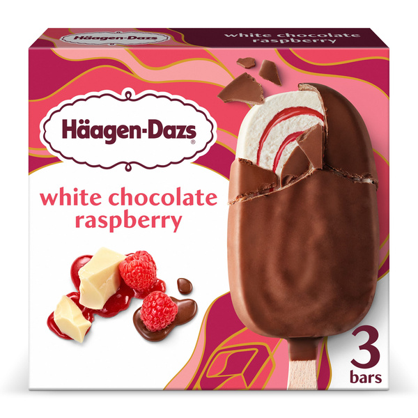 Haagen Dazs White Chocolate Raspberry Ice Cream Bars, 3 Count | Hy