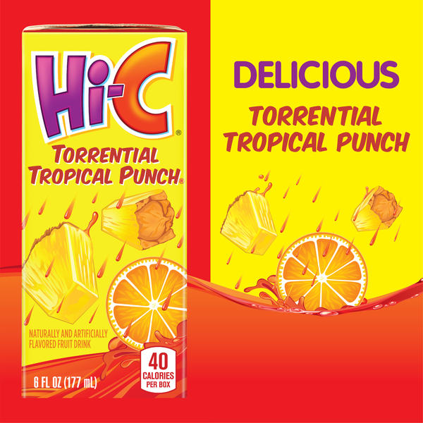 Hi-C Torrential Tropical Punch Juice Drink Cartons, 6 fl oz, 8