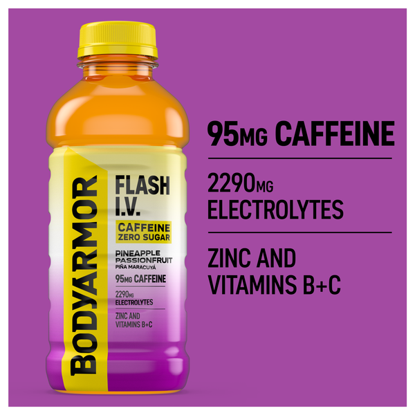 BODYARMOR FLASH I.V. Caffeine Zero Sugar Pineapple Passionfruit