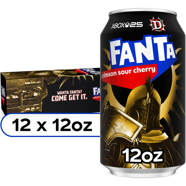 Fanta Crimson Sour Cherry Soda Soft Drink Fridge Pack Cans, 12 fl
