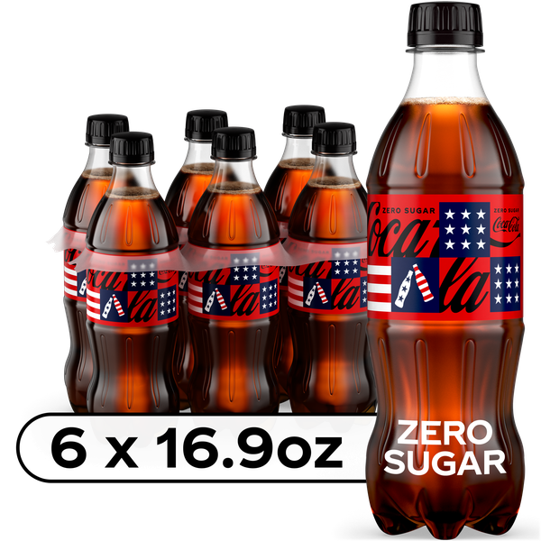 Coca-Cola Zero Sugar Soda Soft Drink Bottles, 16.9 fl oz, 6 Pack