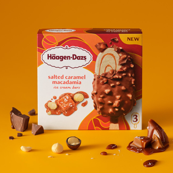 Haagen Dazs Salted Caramel Macadamia Nut Ice Cream Bars, 3 Count