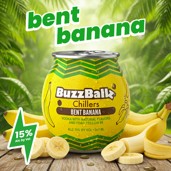 明治　Freeze Aging Ball ヒアルロン酸　　　　　　742 BuzzBallz Bent Banana? Chiller, 187ml, 30 Proof (15% ABV) | Hy-Vee