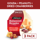 Sargento Balanced Breaks  Gouda Natural Cheese, Honey Roasted Peanuts and Dried Cranberries Snack Kit, 3-Pack