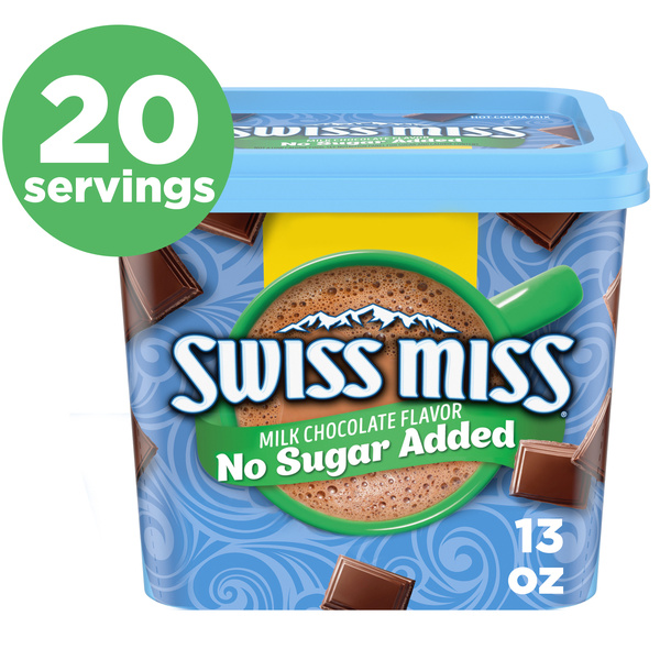Swiss Miss Milk Chocolate Flavor No Sugar Added Hot Cocoa Mix, 13