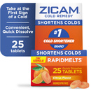 Zicam Cold Remedy RapidMelts, Homeopathic Cold Shortening Relief with Zinc for Nasal Congestion, Non-Drowsy, Citrus, 25 Count