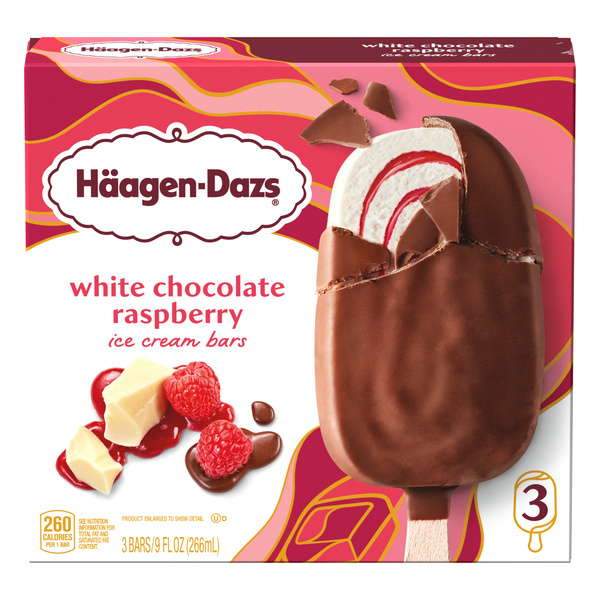 Haagen Dazs White Chocolate Raspberry Ice Cream Bars, 3 Count | Hy