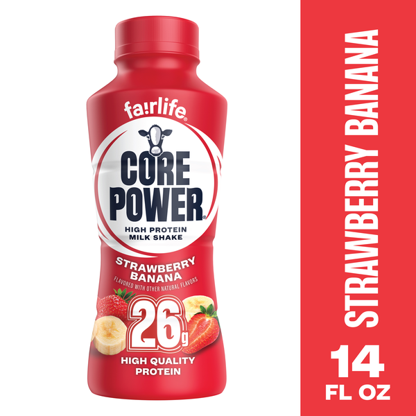 Core Power Protein Shake, Strawberry Banana, 26g Bottle, 14 fl oz