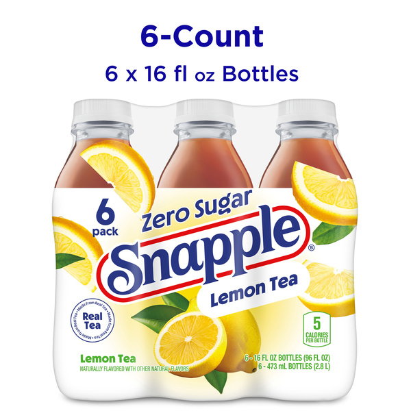 Snapple Zero Sugar Lemon Tea, 16 fl oz bottle, 6 pack | Hy-Vee