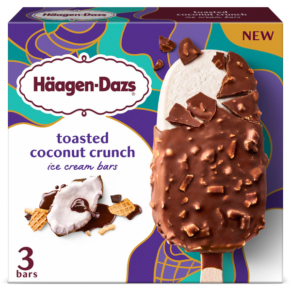 Haagen Dazs Toasted Coconut Crunch Ice Cream Bars, 3 Count | Hy