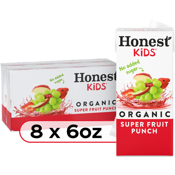 Honest Kids Super Fruit Punch Organic Juice Drink Cartons, 6 fl oz