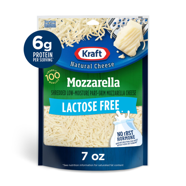 Kraft Natural Lactose Free Shredded Mozzarella Cheese 7 oz Bag