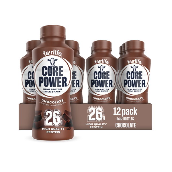Core Power Protein Shake, Chocolate, 26g Bottle, 14oz, 12 Pack
