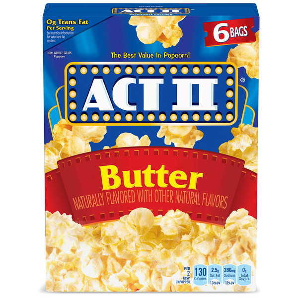 Act II Butter Microwave Popcorn, 2.75 oz., 6-Count Bags | Hy-Vee Aisles ...