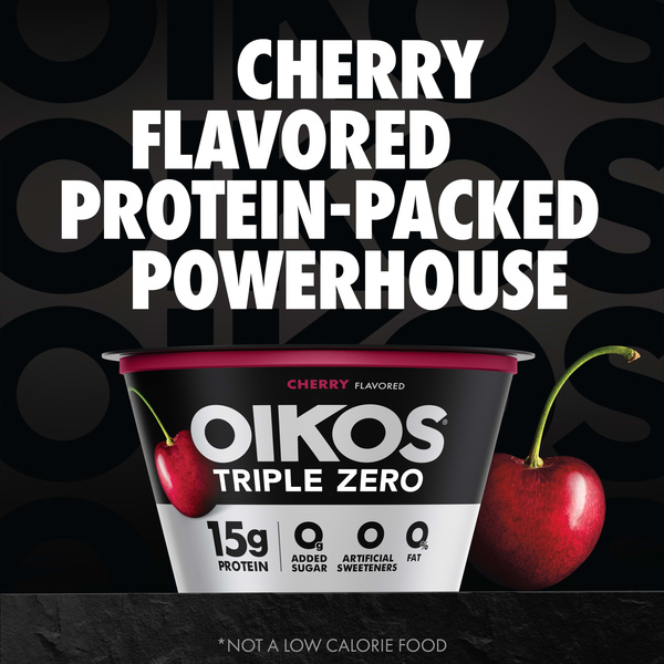 Oikos Triple Zero Cherry High Protein Nonfat Greek Yogurt, 5.3 oz