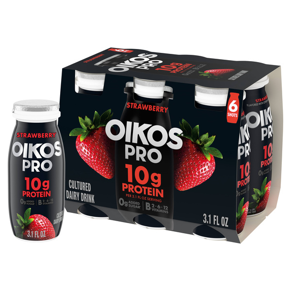 Oikos Pro Strawberry Dairy Drink, 3.1 fl. oz. (6 pack) | Hy-Vee