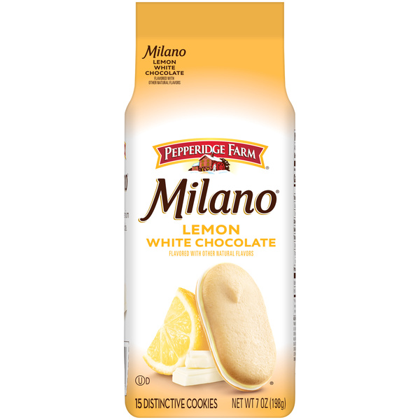 Pepperidge Farm Milano White Chocolate Lemon Flavored Cookies, 7