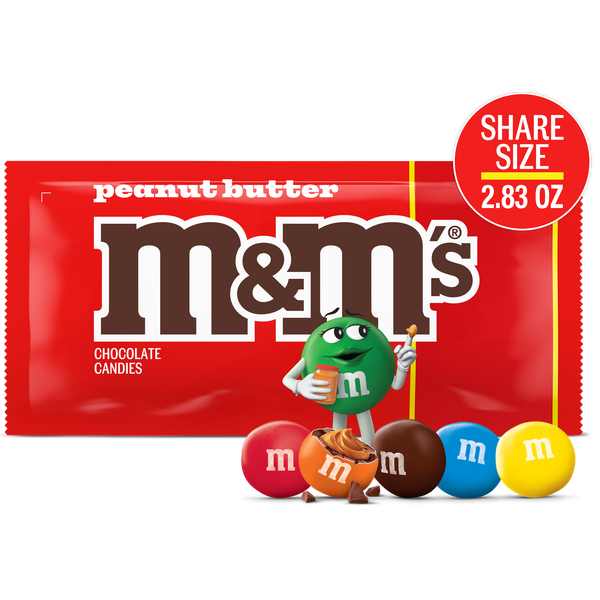 M&M'S Peanut Butter Milk Chocolate Candy, Share Size, 2.83 oz Bag
